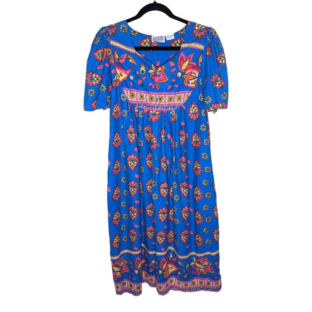 Laura Tyler Women’s VTG Floral Short Sleeve House Dress Size S Cotton Pockets